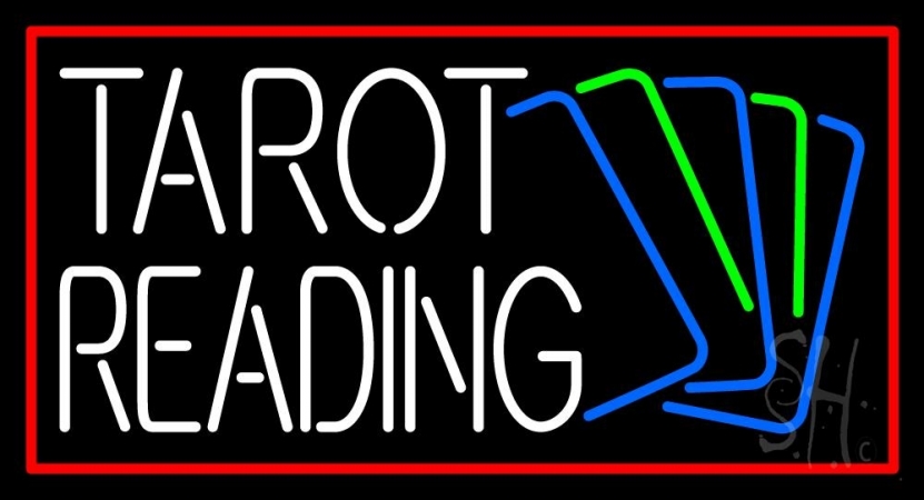 N105-11984-clear White Tarot Reading with Cards Clear Backing Neon Sign, 20 x 1 x 37 in -  The Sign Store