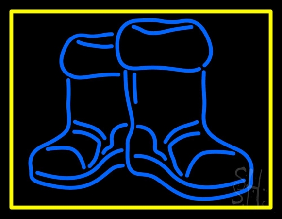 Winter Boots with Border Clear Backing Neon Sign, 24 x 1 x 31 in.