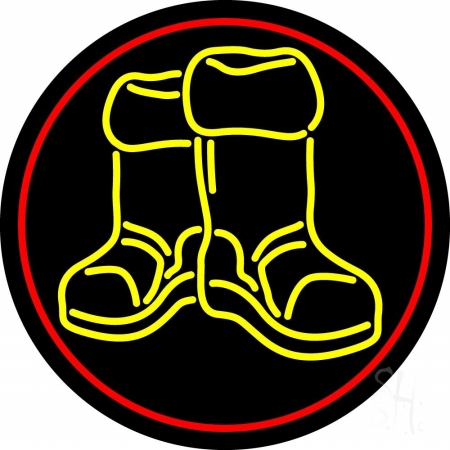 Winter Boots with Red Border Clear Backing Neon Sign, 26 x 1 x 26 in.