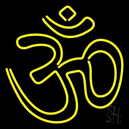 Yellow Om Clear Backing Neon Sign, 24 x 1 x 24 in.