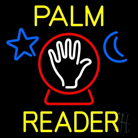 N105-12011-clear Yellow Palm Reader with Crystal Clear Backing Neon Sign, 24 x 1 x 24 in.