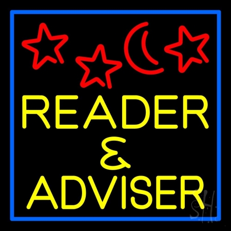 N105-12023-clear Yellow Reader & Advisor Blue Border Clear Backing Neon Sign, 24 x 1 x 24 in.