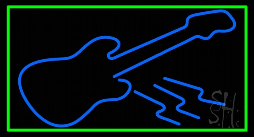 Blue Guitar 6 Clear Backing Neon Sign, 20 x 1 x 37 in.