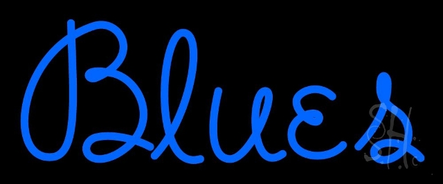N105-12131-clear Cursive Blue Blues Clear Backing Neon Sign, 10 x 1 x 24 in.