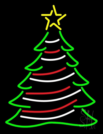 Decorative Christmas Tree Clear Backing Neon Sign, 31 x 1 x 24 in.