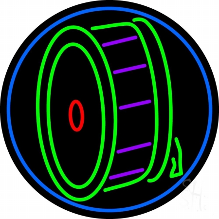 Drum Musical Note Logo Clear Backing Neon Sign, 26 x 1 x 26 in.