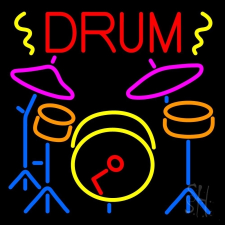 N105-12184-clear Drum Set Clear Backing Neon Sign, 24 x 1 x 24 in.