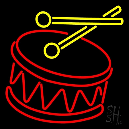 Drum Stick Logo Clear Backing Neon Sign, 24 x 1 x 24 in.
