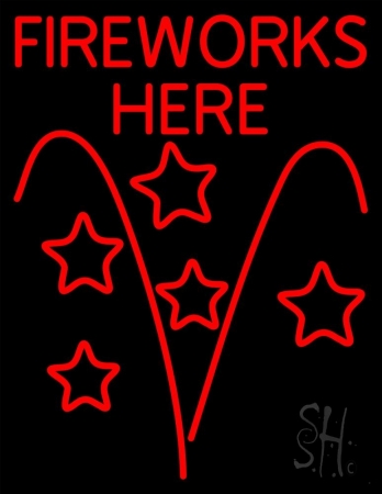 N105-12201-clear Fireworks Here Clear Backing Neon Sign, 31 x 1 x 24 in.