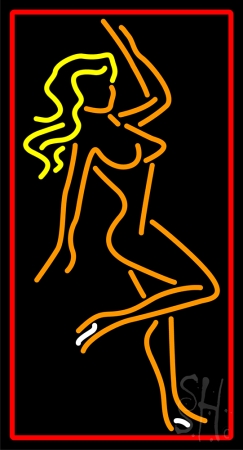 Strip Girl Pose Clear Backing Neon Sign, 37 x 1 x 20 in.