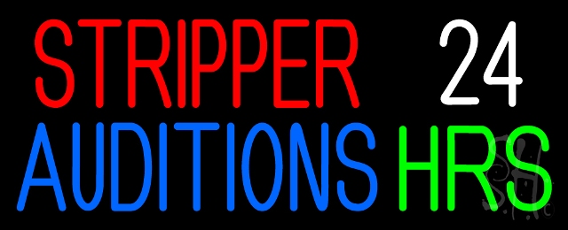 N105-13978-clear Stripper Auditions 24 Hours Clear Backing Neon Sign, 13 x 1 x 32 in.