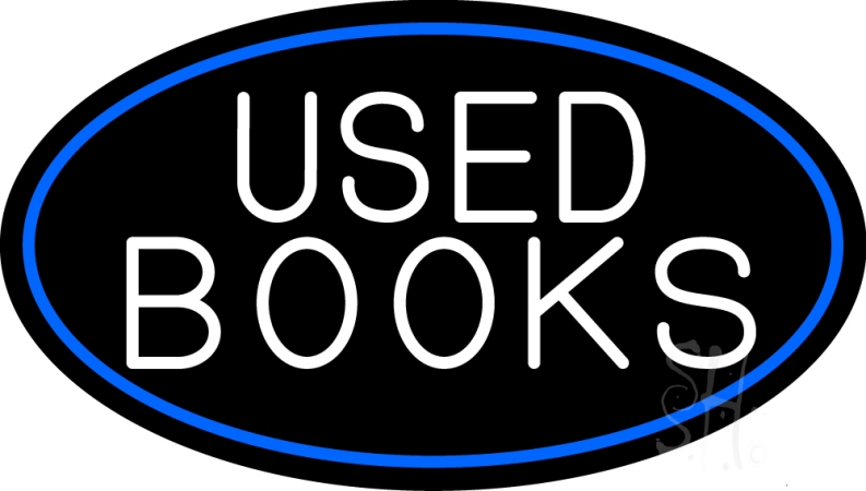 N105-14038-clear Used Books with Blue Border Clear Backing Neon Sign, 17 x 1 x 30 in -  The Sign Store