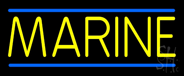 N105-14105-clear Yellow Marines Clear Backing Neon Sign, 10 x 1 x 24 in.