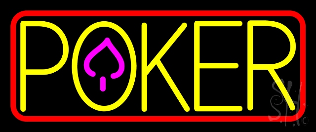 N105-14192-clear Poker with Border 4 Clear Backing Neon Sign, 10 x 1 x 24 in.