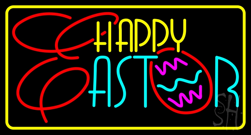 N105-14203-clear Happy Easter 1 Clear Backing Neon Sign, 20 x 1 x 37 in.