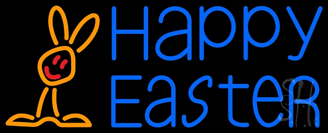N105-14206-clear Happy Easter with Egg 1 Clear Backing Neon Sign, 13 x 1 x 32 in.