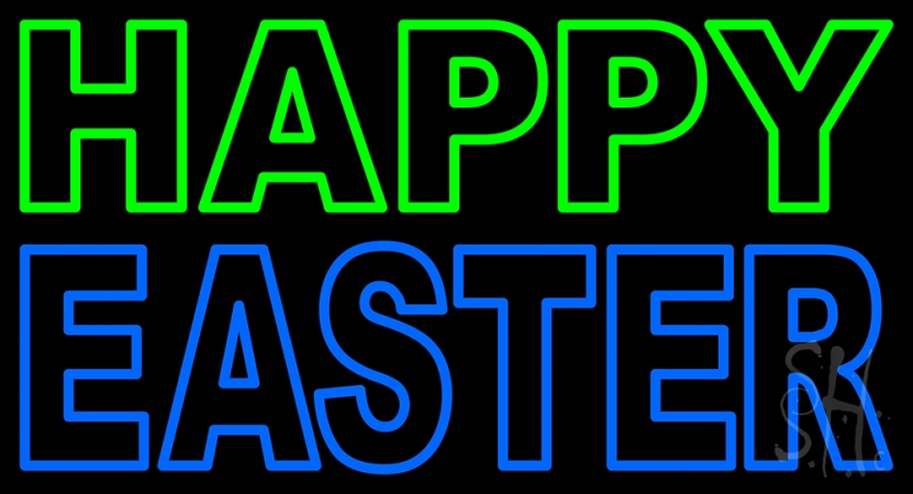 N105-14208-clear Happy Easter with Egg 2 Clear Backing Neon Sign, 20 x 1 x 37 in.
