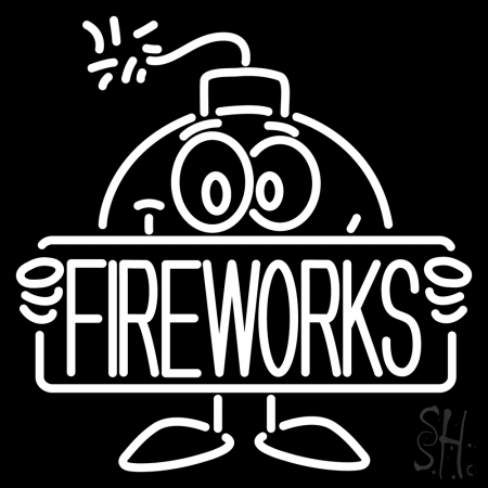 N105-14220-clear Bomb Fire Work Clear Backing Neon Sign, 24 x 1 x 24 in.