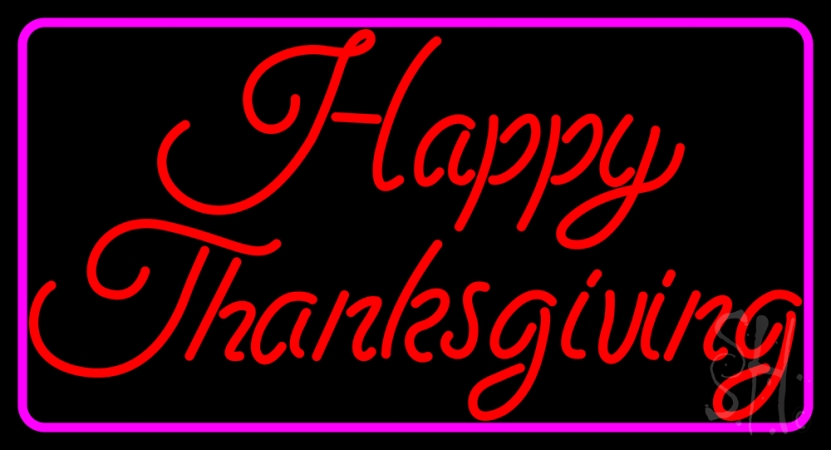 N105-14259-clear Cursive Happy Thanks Giving 1 Clear Backing Neon Sign, 20 x 1 x 37 in.