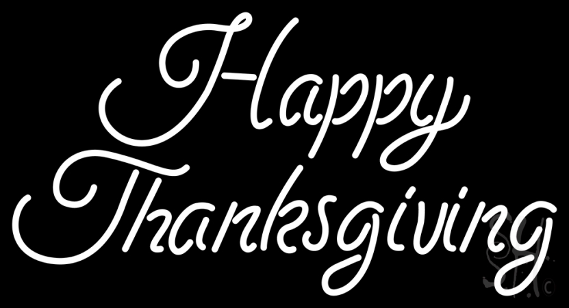 N105-14261-clear Cursive Happy Thanks Giving Clear Backing Neon Sign, 20 x 1 x 37 in.