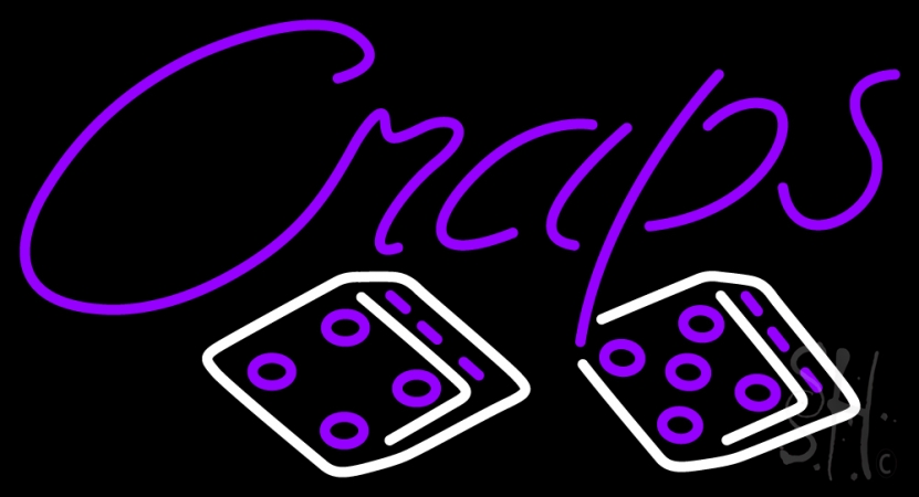 N105-14266-clear Cursive Letter Craps 1 Clear Backing Neon Sign, 20 x 1 x 37 in.