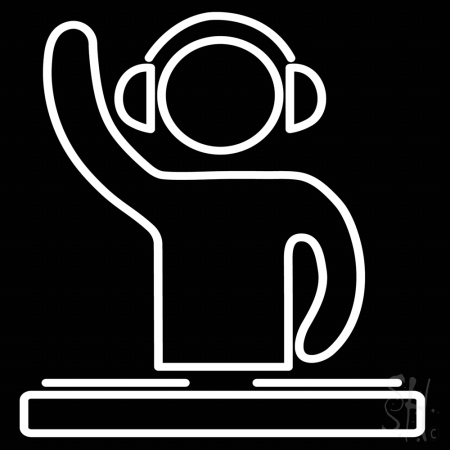 Disc Jockey Clear Backing Neon Sign, 24 x 1 x 24 in.