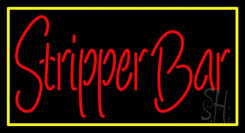 N105-3287-clear Stripper Bar with Yellow Border Clear Backing Neon Sign, 20 x 1 x 37 in.