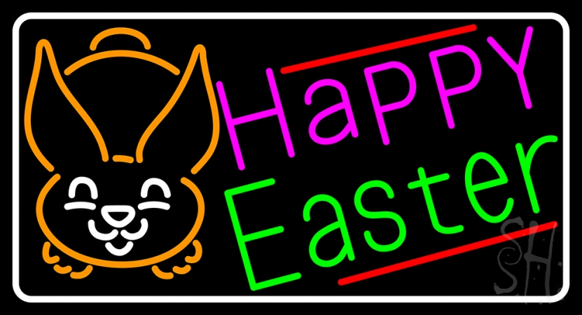 N105-14571-clear Multicolor Happy Easter 1 Clear Backing Neon Sign, 20 x 1 x 37 in.