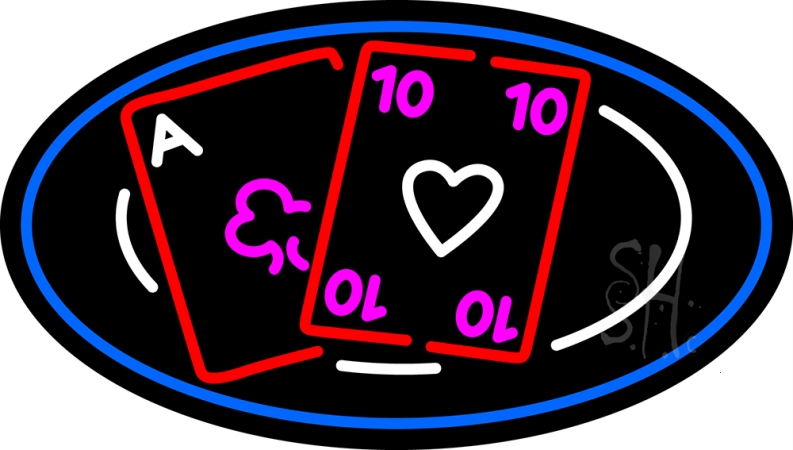 Poker Cards 2 Clear Backing Neon Sign, 17 x 1 x 30 in.