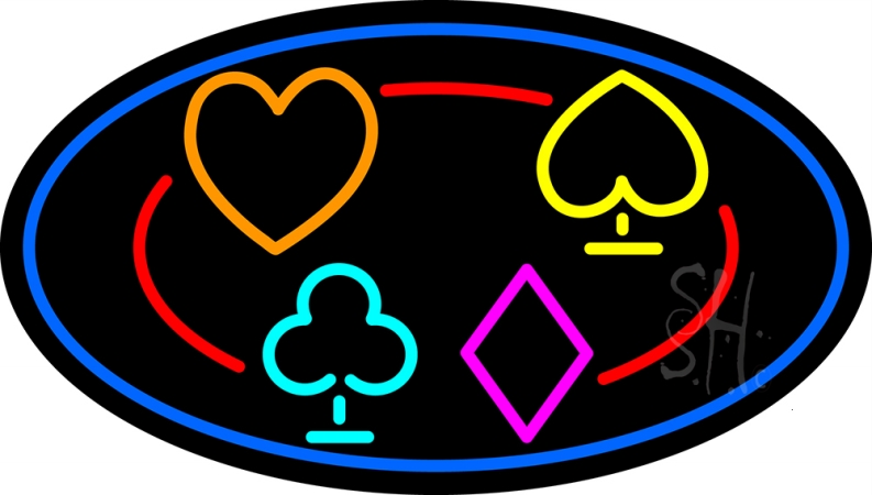 Poker Symbol 2 Clear Backing Neon Sign, 17 x 1 x 30 in.