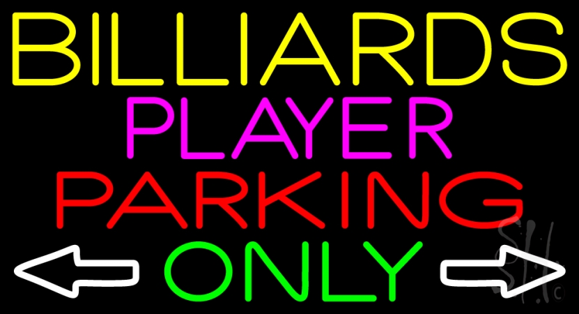 N105-14726-clear Billiards Player Parking Only 2 Clear Backing Neon Sign, 20 x 1 x 37 in.