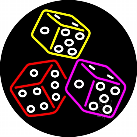Craps Dise 1 Clear Backing Neon Sign, 26 x 1 x 26 in.