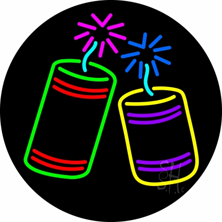 Fire Work 1 Logo Clear Backing Neon Sign, 26 x 1 x 26 in.