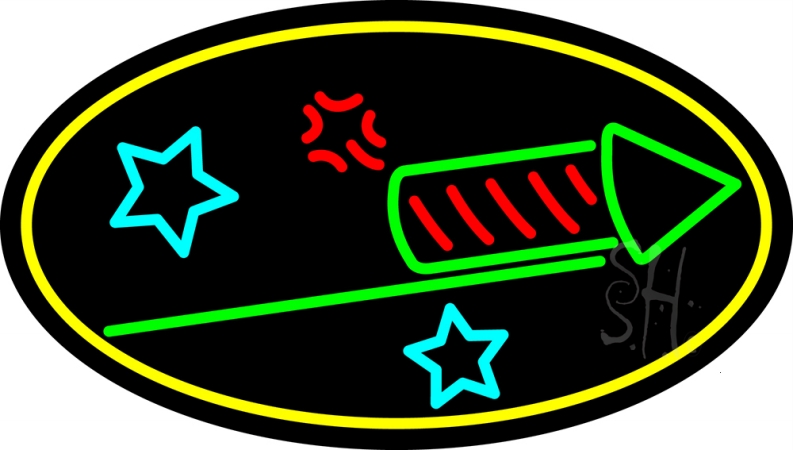 N105-14779-clear Rocket Fire Work 2 Clear Backing Neon Sign, 17 x 1 x 30 in.