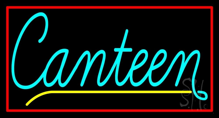 N105-3117-clear Cursive Canteen with Red Border Clear Backing Neon Sign, 20 x 1 x 37 in.