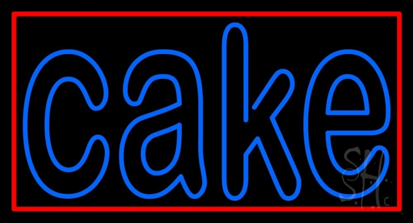 N105-3123-clear Double Stroke Blue Cake with Border Clear Backing Neon Sign, 20 x 1 x 37 in.