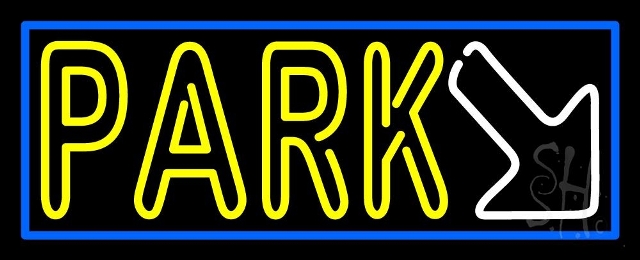 N105-3130-clear Double Stroke Park with Arrow & Blue Border Clear Backing Neon Sign, 13 x 1 x 32 in.