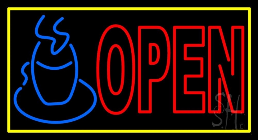 N105-3148-clear Double Stroke Tea Open Clear Backing Neon Sign, 20 x 1 x 37 in.