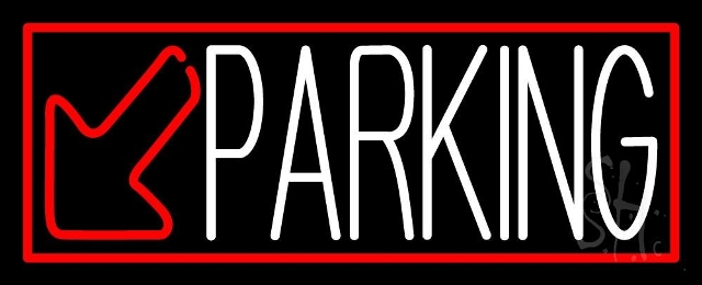 N105-3166-clear Parking with Down Arrow & Red Border Clear Backing Neon Sign, 13 x 1 x 32 in.