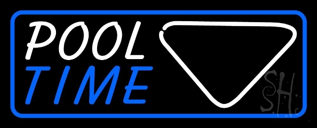 N105-3173-clear Pool Time with Billiard & Blue Border Clear Backing Neon Sign, 13 x 1 x 32 in.