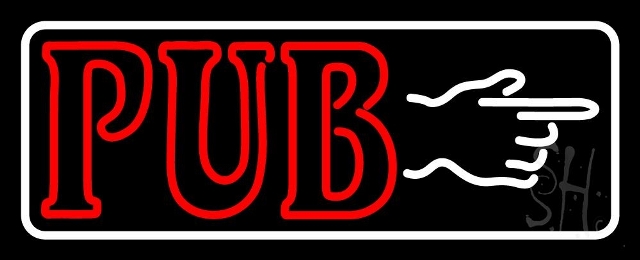 Pub Glowing with White Border Clear Backing Neon Sign, 13 x 1 x 32 in.