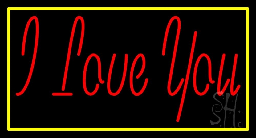 N105-3179-clear Red I Love You with Yellow Border Clear Backing Neon Sign, 20 x 1 x 37 in.