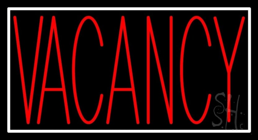 N105-3185-clear Red Vacancy with White Border Clear Backing Neon Sign, 20 x 1 x 37 in.