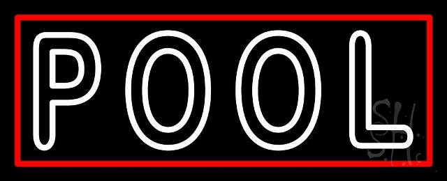 N105-3190-clear Simple Pool with Red Border Clear Backing Neon Sign, 13 x 1 x 32 in.