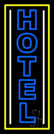 N105-3198-clear Vertical Blue Double Stroke Hotel 1 Clear Backing Neon Sign, 32 x 1 x 13 in.