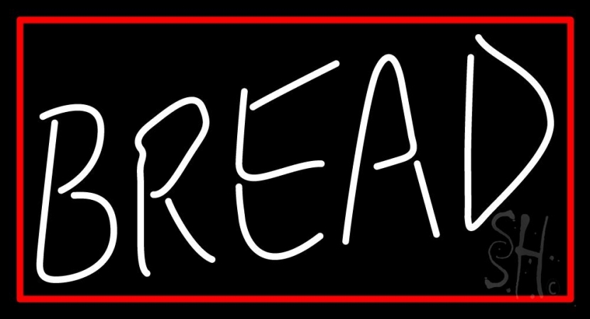 N105-3199-clear White Bread with Red Border Clear Backing Neon Sign, 20 x 1 x 37 in.