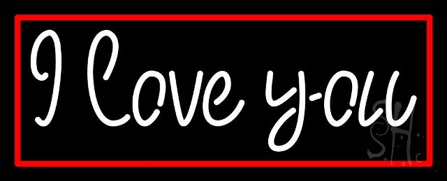 N105-3200-clear White I Love You with Red Border Clear Backing Neon Sign, 13 x 1 x 32 in.