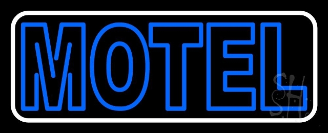 N105-3214-clear Blue Motel Double Stroke with White Border Clear Backing Neon Sign, 13 x 1 x 32 in.