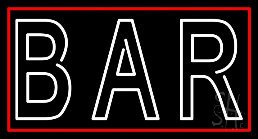 N105-3223-clear Double Stoke Decorative Bar with Red Border Clear Backing Neon Sign, 20 x 1 x 37 in.