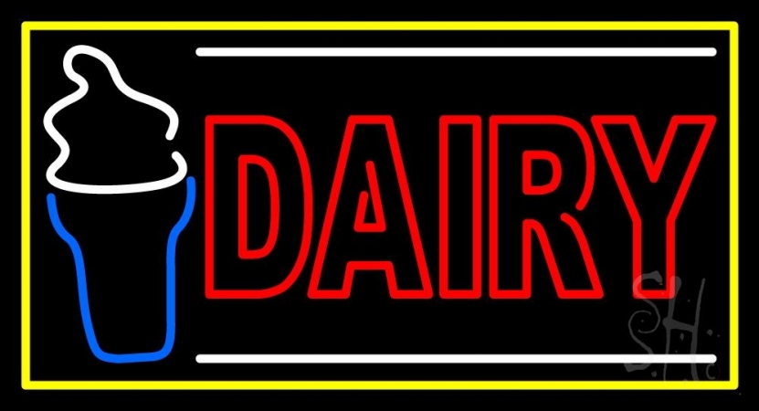 N105-3237-clear Double Stroke Red Dairy Clear Backing Neon Sign, 20 x 1 x 37 in.